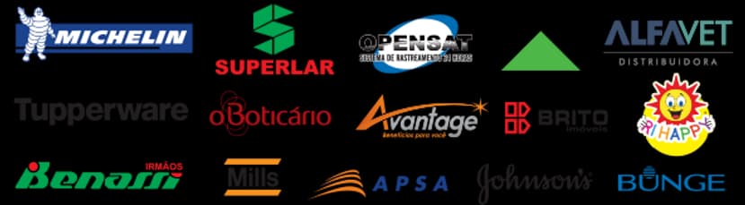 Logos de clientes da Gráfica Amorim